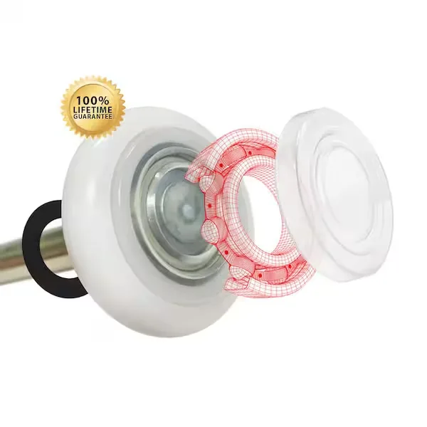 Sealed nylon rollers, which run quieter than steel and do not need oiling.